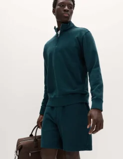 Pure Cotton Garment Dye Half Zip Sweatshirt