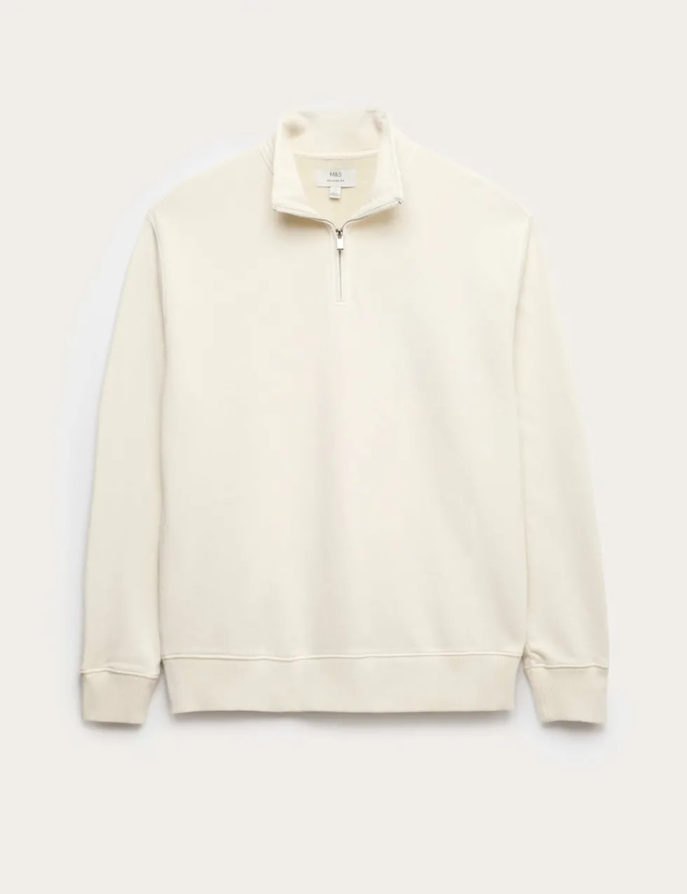 Pure Cotton Garment Dye Half Zip Sweatshirt