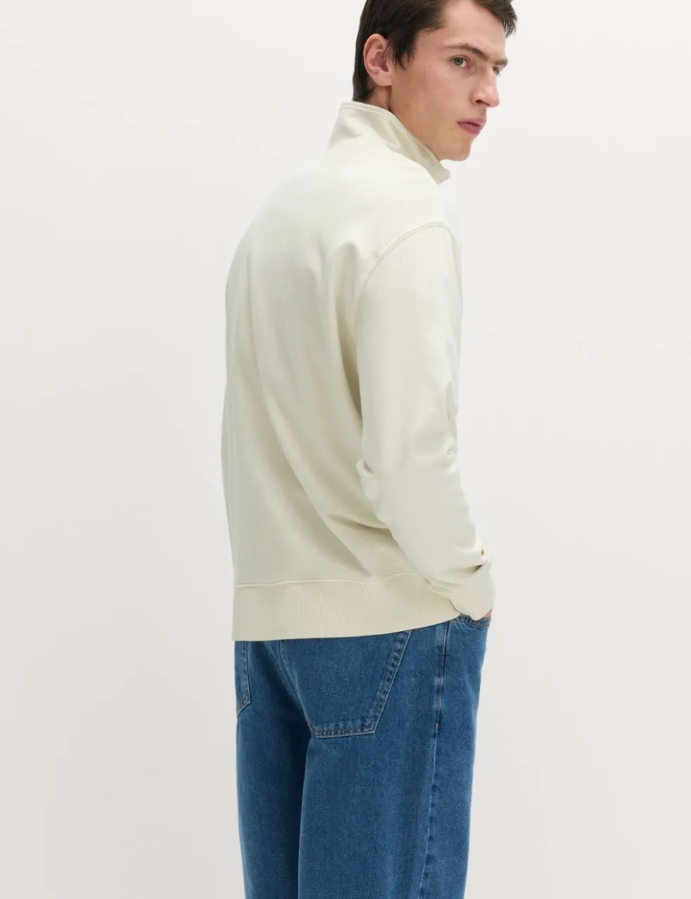 Pure Cotton Garment Dye Half Zip Sweatshirt