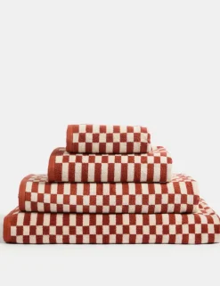 Pure Cotton Geometric Check Towel