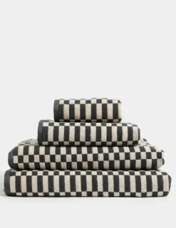 Pure Cotton Geometric Check Towel