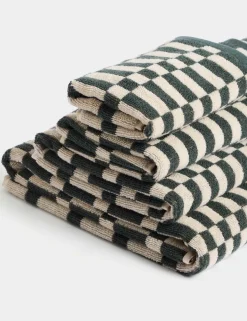 Pure Cotton Geometric Check Towel