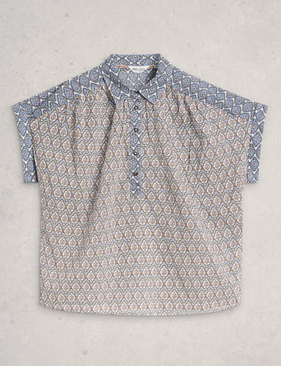 Pure Cotton Geometric Popover Shirt