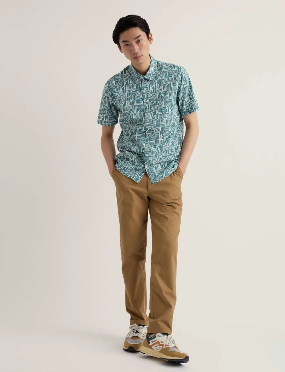 Pure Cotton Geometric Short Sleeve Shirt