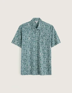 Pure Cotton Geometric Short Sleeve Shirt