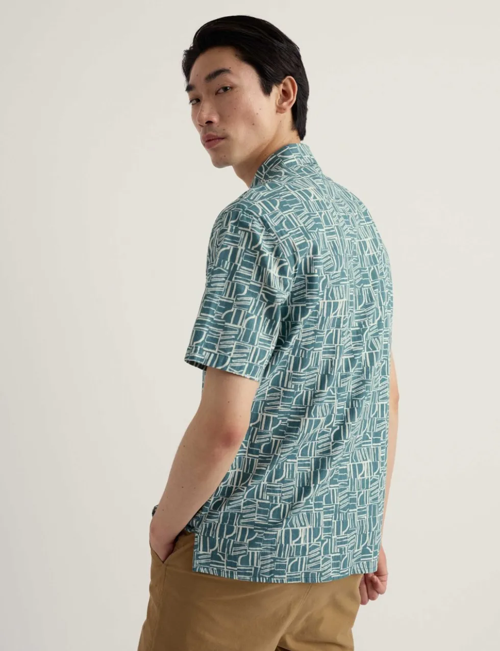 Pure Cotton Geometric Short Sleeve Shirt