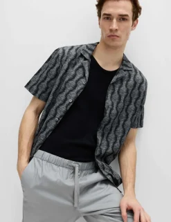 Pure Cotton Geometric Short Sleeve Shirt