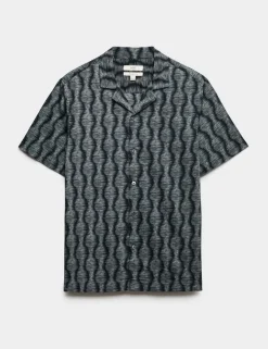 Pure Cotton Geometric Short Sleeve Shirt