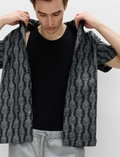 Pure Cotton Geometric Short Sleeve Shirt