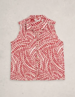 Pure Cotton Geometric Sleeveless Shirt