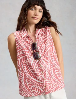 Pure Cotton Geometric Sleeveless Shirt