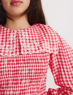 Pure Cotton Gingham Blouse (6-16 Yrs)