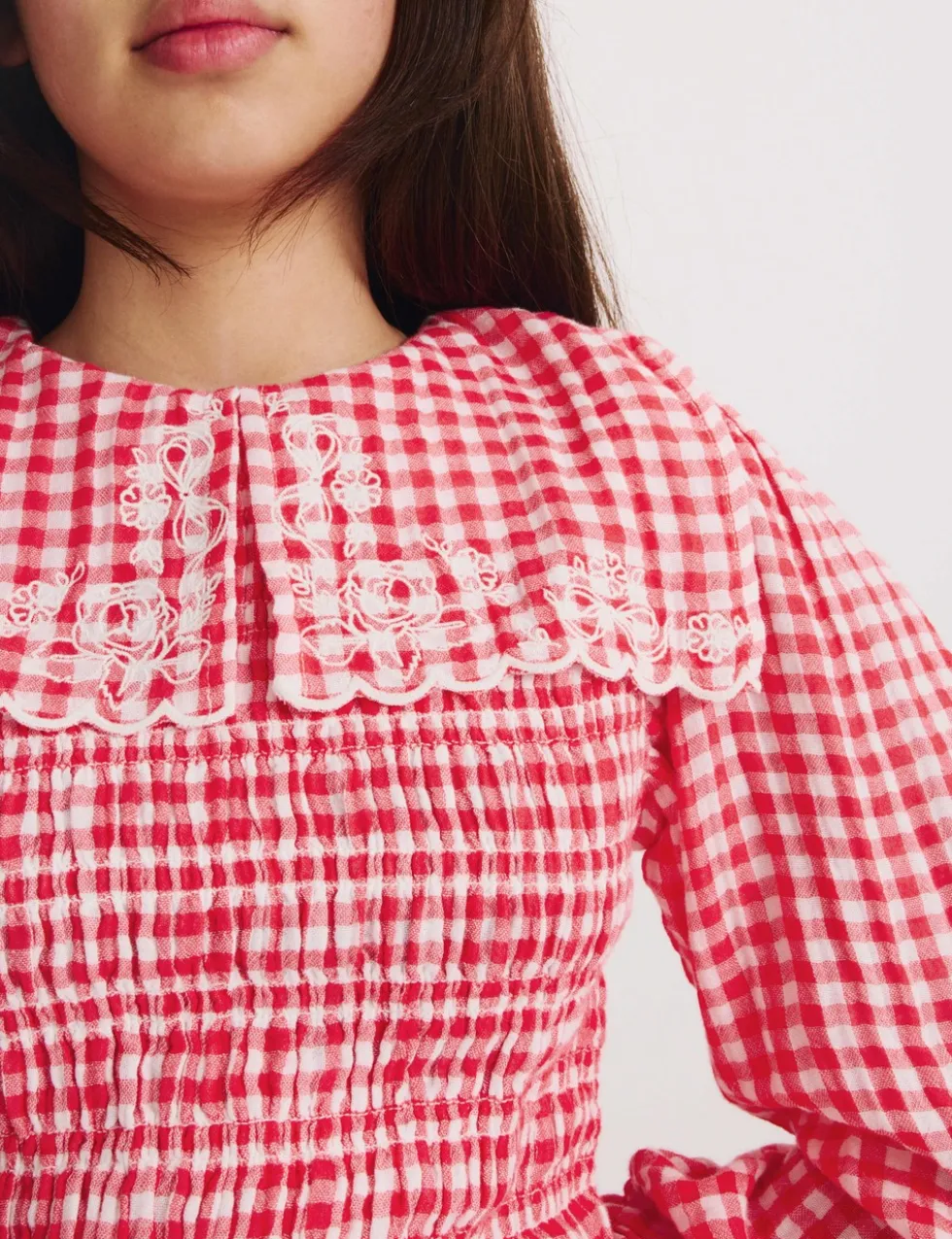 Pure Cotton Gingham Blouse (6-16 Yrs)