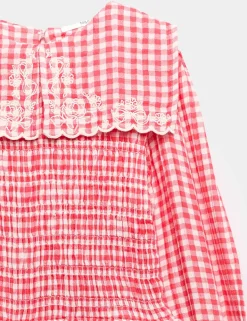 Pure Cotton Gingham Blouse (6-16 Yrs)