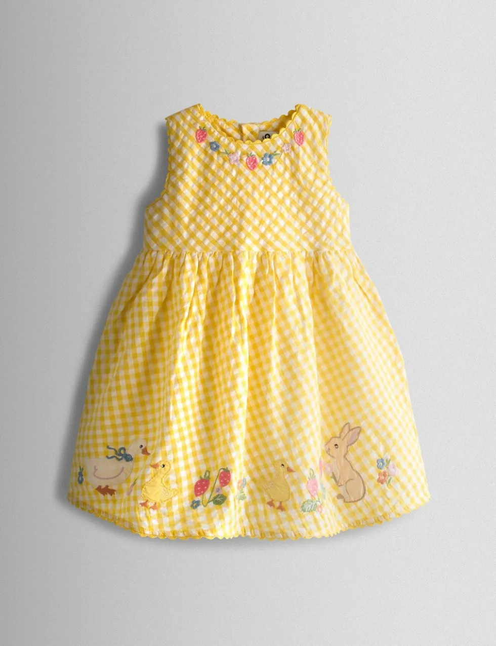 Pure Cotton Gingham Duck & Bunny Dress (6 Mths-7 Yrs)