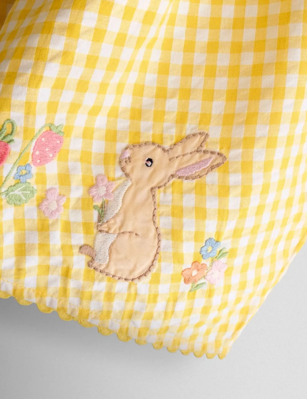 Pure Cotton Gingham Duck & Bunny Dress (6 Mths-7 Yrs)
