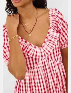 Pure Cotton Gingham Maxi Tiered Dress