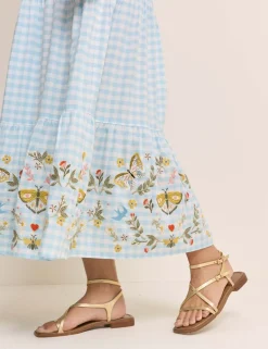 Pure Cotton Gingham Midaxi Tiered Dress