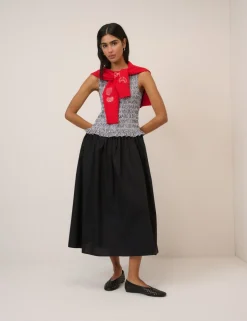Pure Cotton Gingham Midi Skater Dress