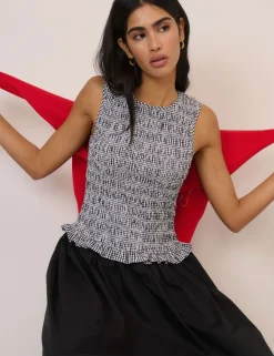 Pure Cotton Gingham Midi Skater Dress