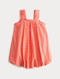 Pure Cotton Gingham Puffball Dress (2-10 Yrs)
