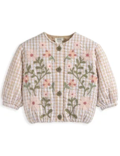 Pure Cotton Gingham Quilted Jacket (3-3 Yrs)