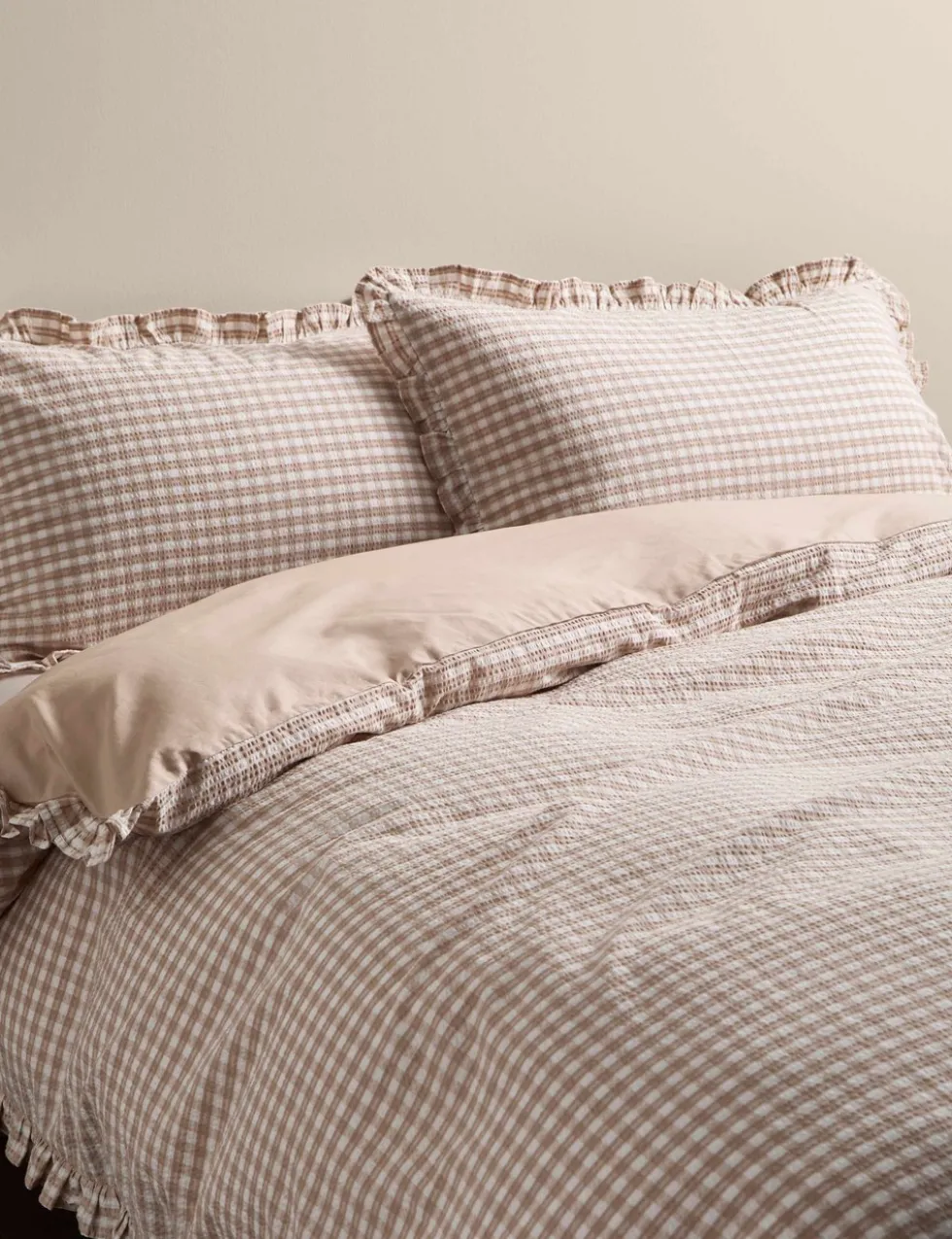 Pure Cotton Gingham Ruffle Bedding Set