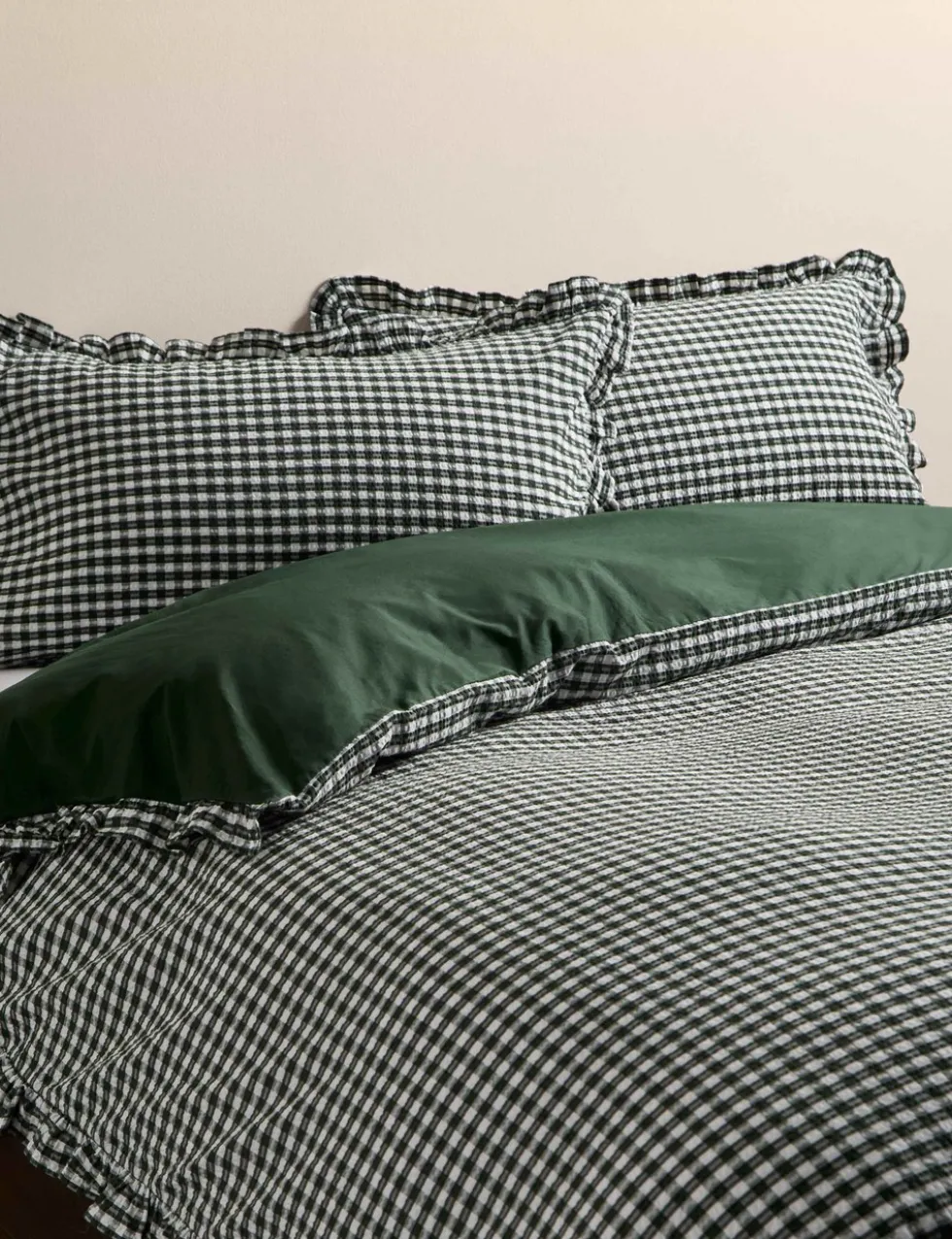 Pure Cotton Gingham Ruffle Bedding Set