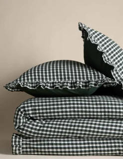 Pure Cotton Gingham Ruffle Bedding Set