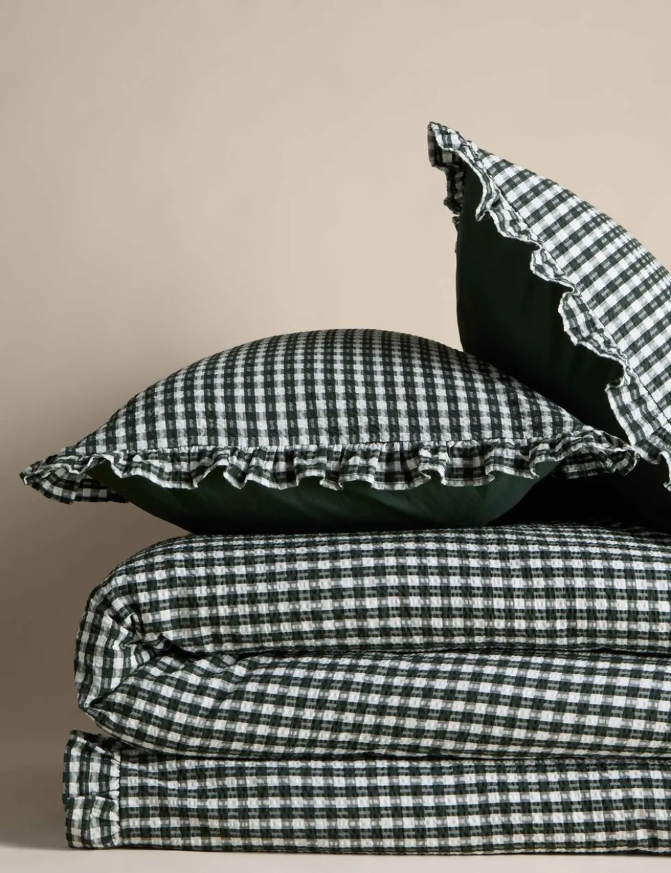 Pure Cotton Gingham Ruffle Bedding Set