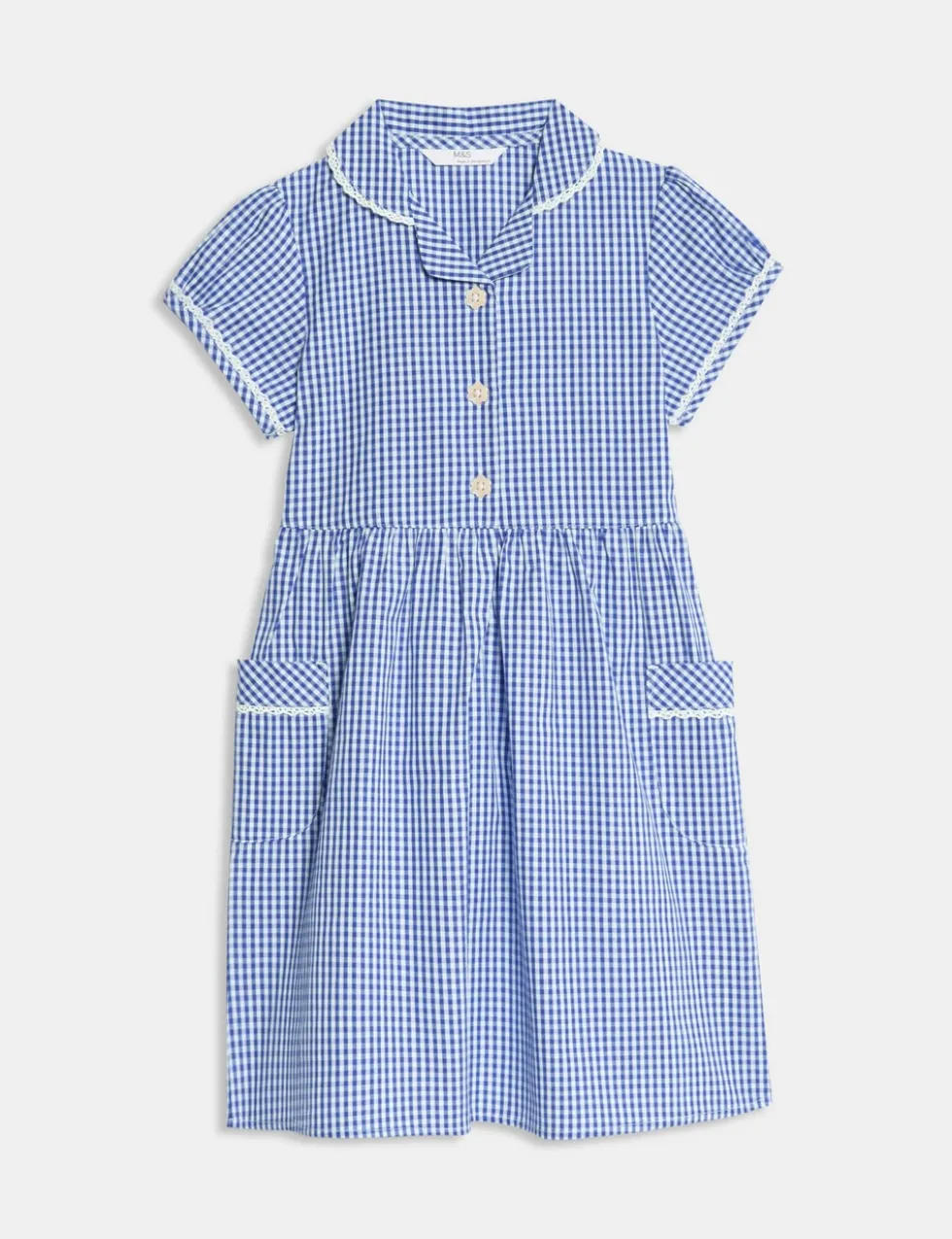 Pure Cotton Gingham School Dress (2-14 Yrs)