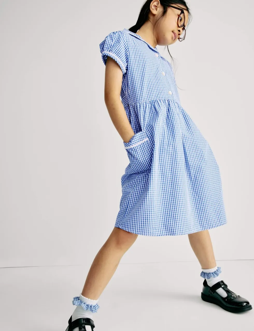 Pure Cotton Gingham School Dress (2-14 Yrs)