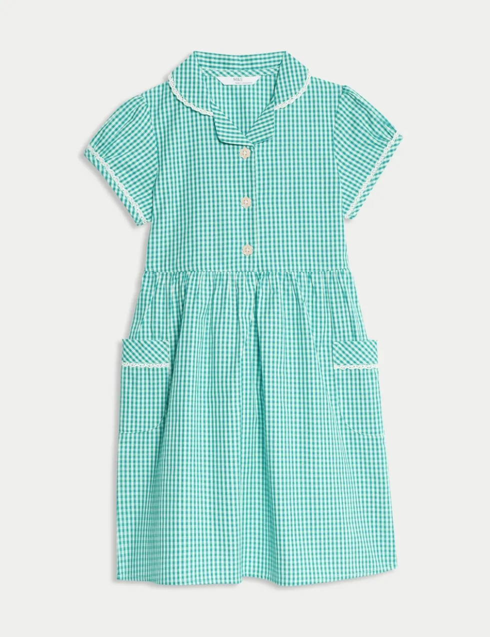 Pure Cotton Gingham School Dress (2-14 Yrs)