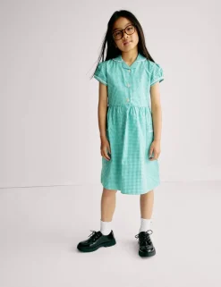 Pure Cotton Gingham School Dress (2-14 Yrs)