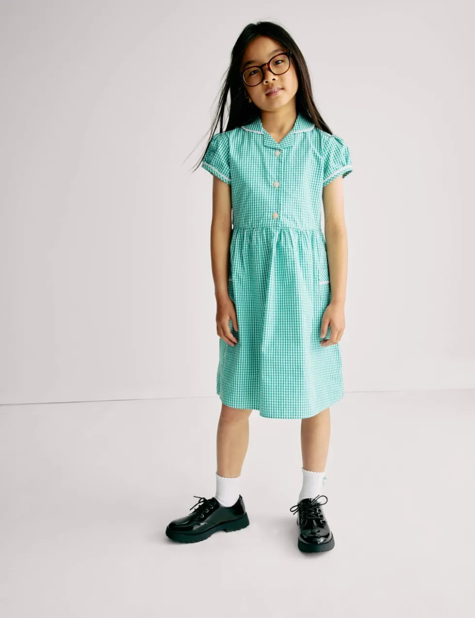 Pure Cotton Gingham School Dress (2-14 Yrs)