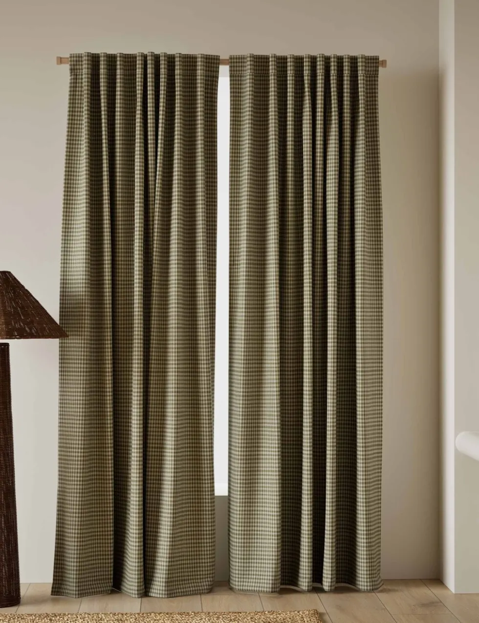 Pure Cotton Gingham Semi-Sheer Multiway Curtains