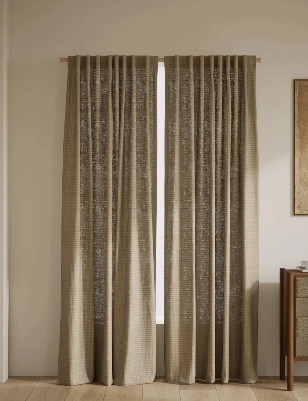 Pure Cotton Gingham Semi-Sheer Multiway Curtains
