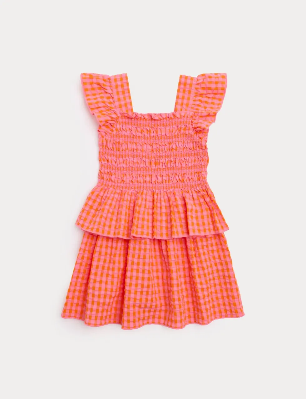 Pure Cotton Gingham Shirred Outfit (2-8 Yrs)