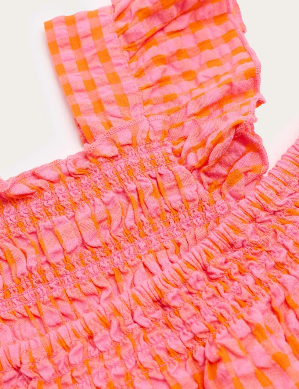 Pure Cotton Gingham Shirred Outfit (2-8 Yrs)