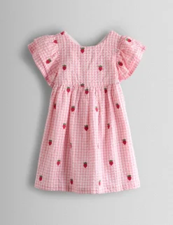 Pure Cotton Gingham Strawberry Dress (0-9 Yrs)