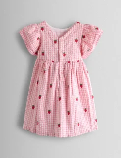 Pure Cotton Gingham Strawberry Dress (0-9 Yrs)