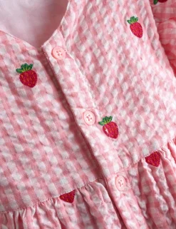 Pure Cotton Gingham Strawberry Dress (0-9 Yrs)