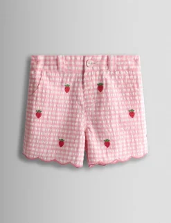 Pure Cotton Gingham Strawberry Shorts (6 Mths-7 Yrs)
