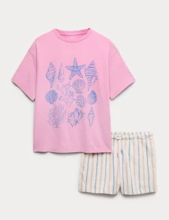 Pure Cotton Graphic Top & Short Outfit (6-16 Yrs)