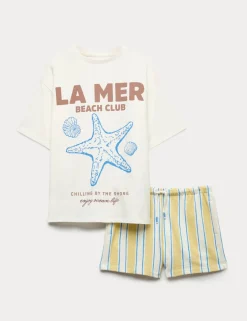 Pure Cotton Graphic Top & Short Outfit (6-16 Yrs)