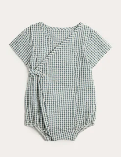 Pure Cotton Grid Check Wrap Paddler (0-24 Mths)