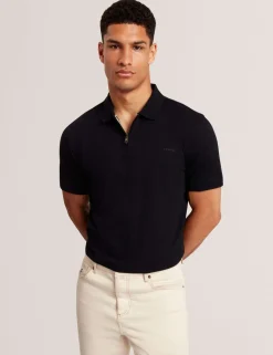 Pure Cotton Half Zip Polo Shirt