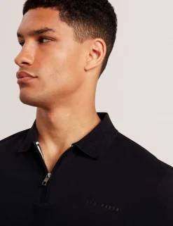 Pure Cotton Half Zip Polo Shirt