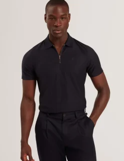 Pure Cotton Half Zip Polo Shirt