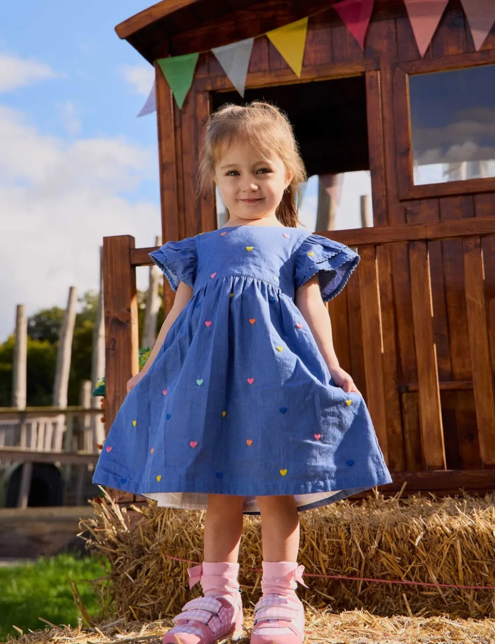 Pure Cotton Heart Frill Dress (6 Mths-7 Yrs)
